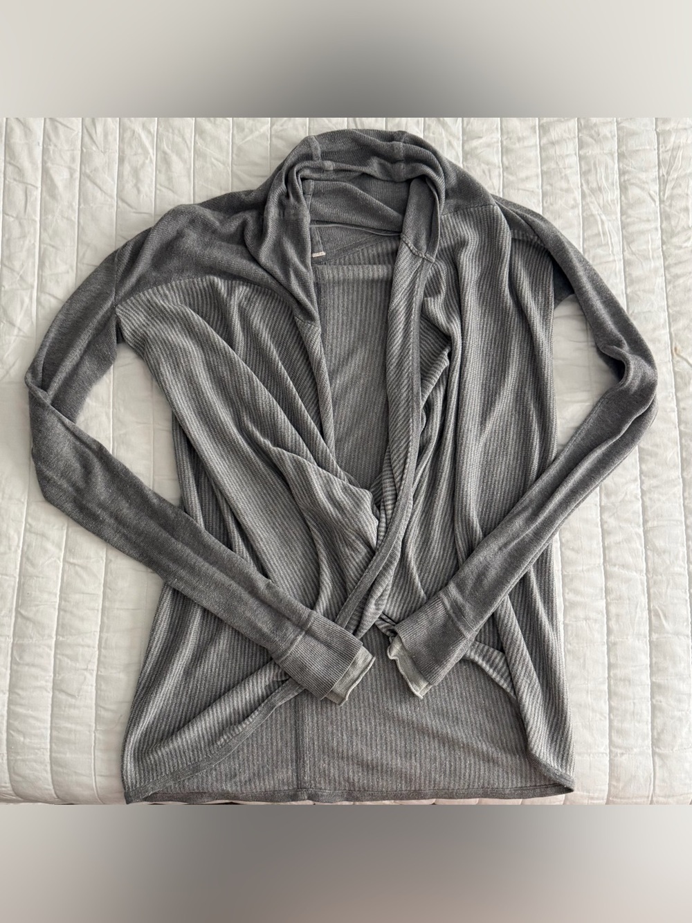 Lululemon Cashmere Blend Crossover Grey Sweater with Thumb Holes
